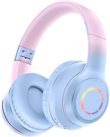 Fone de Ouvido Bluetooth SN01, Over-Ear com LED, Microfone, 20h Bateria, Controles Touch (Azul)