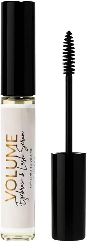 Bask & Lather Sérum para cílios com óleo de rícino e óleo de jojoba para cílios e sobrancelhas mais grossos, cheios e mais longos, condicionando e melhorando o crescimento dos cílios com aplicador de