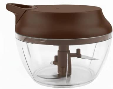 Processador de Alimentos Grande 480ml Triturador Com Três lâminas Em Aço Inox Manual Acionamento Por Corda Retrátil (MARROM)