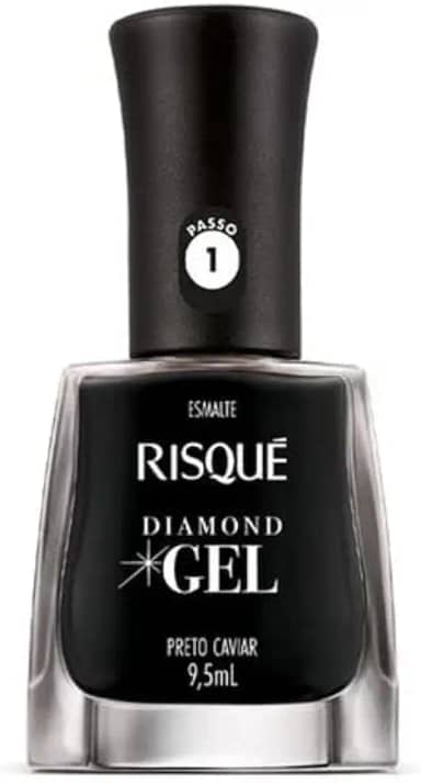 Esmalte Risqué Diamond Gel Preto Caviar Cremoso 9, 5ml, Risqué, PRETO CAVIAR, 9.5 ml