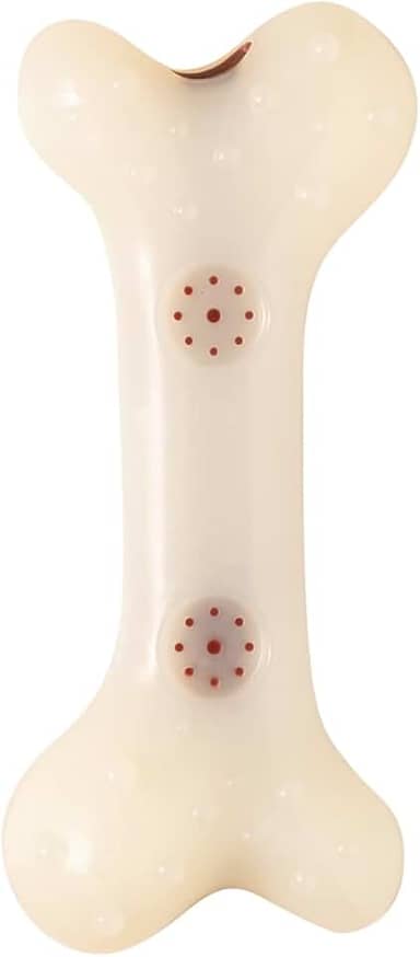JAMBO PET Osso Para Cachorro, Mordedor Boninho Médio, Limpa Os Dentes E Fortalece A Gengiva, Feito em Silicone, Resistente (Carne)