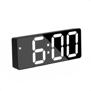 Relógio Digital de Mesa com Alarme, Visor LED Grande 16cm, Ajuste de Brilho, Temperatura, Data e Formato 12/24h – Moderno-Silencioso e Minimalista (Branco)
