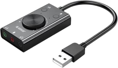 Placa de Som USB Externa SC2 – Adaptador de Áudio 3,5mm com Controle de Volume, Microfone e Headset Estéreo, Plug & Play, Compatível com Windows, Mac e Linux