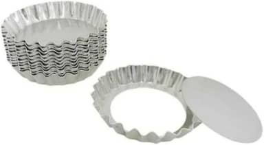 Forma Torta Crespa Fundo Falso 5cm Kit 12 Peças Em Alumínio