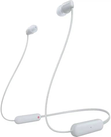 Sony Fones de ouvido intra-auriculares WI-C100 sem fio Bluetooth com microfone embutido, branco