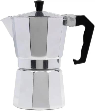 Cafeteira Italiana de Alumínio com Alça Moka para 6 e 9 Xícaras de Café Expresso Prata (600ml) Casa Buritis