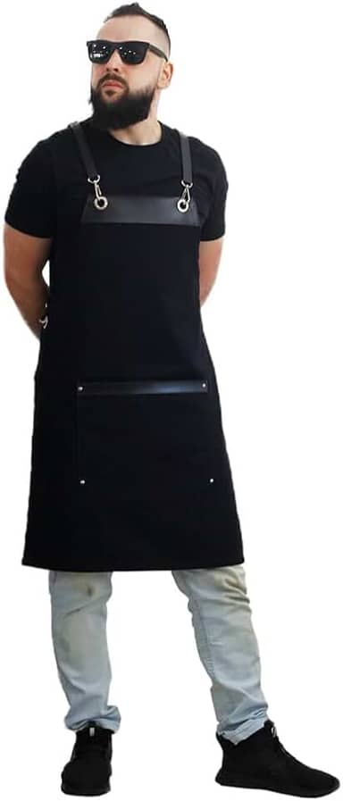 Avental preto bartender barista cafeteria atendimento drinks eventos com alças ajustaveis