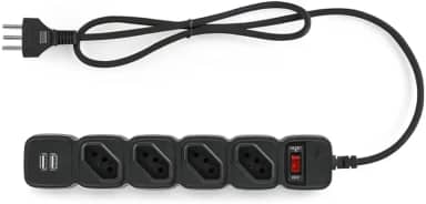 Filtro de Linha com 4 Tomadas e 2 entradas USB E 204 Preto Intelbras