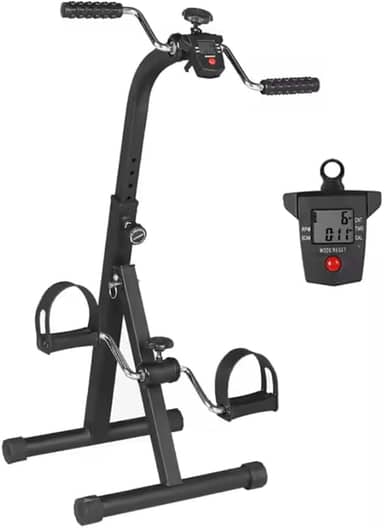 Mini Bicicleta Ergométrica Portátil Dobrável para Fisioterapia – Exercitador de Braços e Pernas com Ajuste de Intensidade e Tela LCD