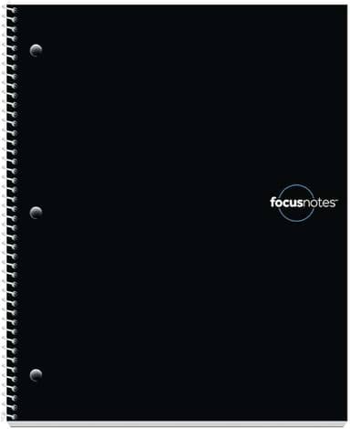 Caderno Oxford FocusNotes com sistema de anotações para 1 matéria, 28 x 22 cm, branco, 100 folhas (90223) - preto