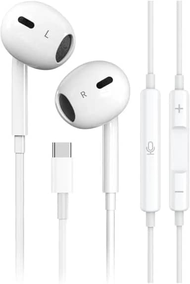 Fones de ouvido USB-C Compatível iPhone 16/15 Pro Max Plus, tipo C, com fio, microfone e controle remoto, com cancelamento de ruído para iPhone 16/15 iPad Pro, Galaxy S23/S22/S21/Ultra Note 10/20
