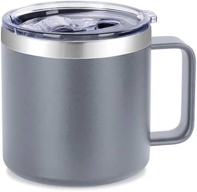 Caneca Termica Cafe, Caneca de Café Termica, Caneca Termica com Tampa, Capacidade 420ml, Parede Dupla Isolada a Vácuo,Tampa Vedada, inox, para Cerveja, Café, Agua, Leite etc (Cinza)