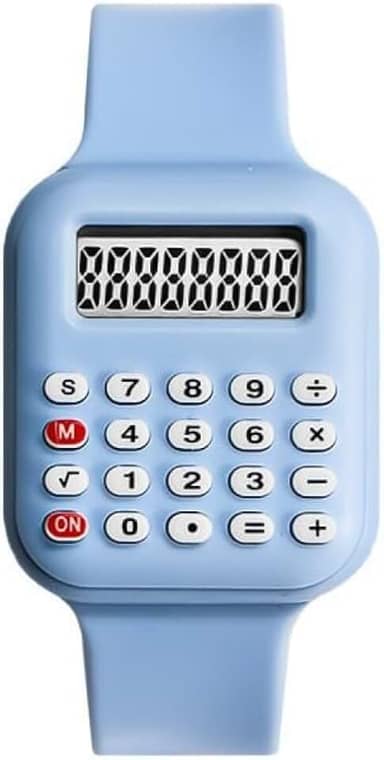 Relógio de pulso digital: Relógio multifuncional com calculadora matemática e função de tempo para estudantes, escritório, Natal, Azul