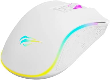Mouse Gamer Havit MS1034 White, USB, RGB, 7 Botões, Programação de Macros, Design Ergonômico, Até 7200 DPI, Branco