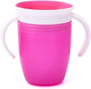 Copo de Treinamento Infantil 360° Anti-Vazamento 200ml Com Alças Ergonômicas BPA Free 4 Cores Para Bebês Acima de 6 Meses (Pink)