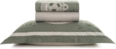 Jogo de Lençol Solteiro Karsten Infantil Percal 200 fios 100% Algodão Estampado com Virol 3 peças (Futebol)