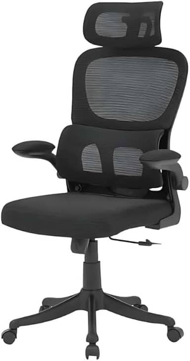 Cadeira de Escritório Design Ergonômico com Suporte Lombar Independente, Malha Respirável e Encosto de Cabeça Ajustável Genebra B500 Preto LuvinCo