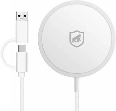 Gshield Carregador Por Indução Wireless Magnético Sem Fio Tipo C 15W, Compatível com MagSafe Carregamento Rápido 1M, Branco