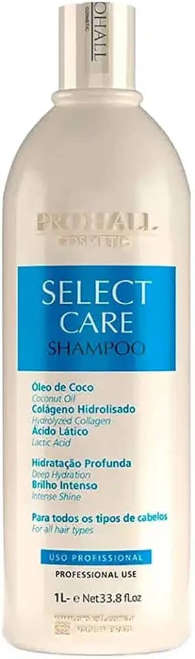 Shampoo Pós Progressiva Prohall Select Care - Manutenção 1L - Prolonga Efeito Liso, Maciez e Brilho Intenso