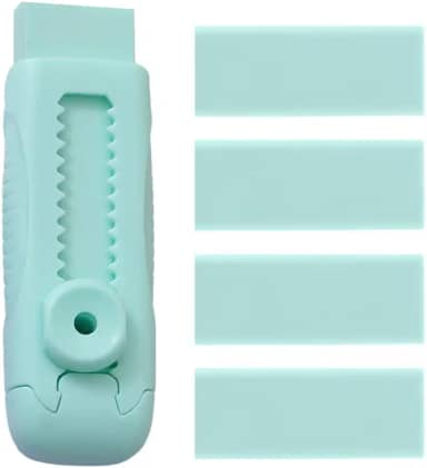 Conjunto de borrachas verdes macias 4+1, borracha retrátil deslizante com 4 refis de borracha para remoção precisa de marcas de lápis