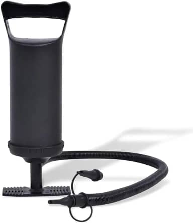 Bomba de Ar Manual para Infláveis, 30cm, 3 Bicos Adaptáveis, Mangueira Flexível, Alta Pressão, Portátil