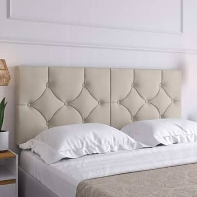 Cabeceira Estofada Luxo Casal Cama Classic 1.60 Queen (Areia)