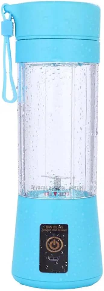 Mini Liquidificador Garrafa Portátil Mixer Juice Para Shake USB Recarregável 6 Lâminas Cup Coqueteleira Eletrica Sem Fio Frutas Whey Suco Academia Premium Marca LC Pagotti (AZUL)