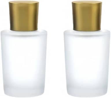 Pacote com 2 atomizadores de perfume de vidro branco fosco, 50 ml, rude, vazio, recarregável, para homens e mulheres, frasco portátil de spray de névoa fina, dispensador de perfume para viagens