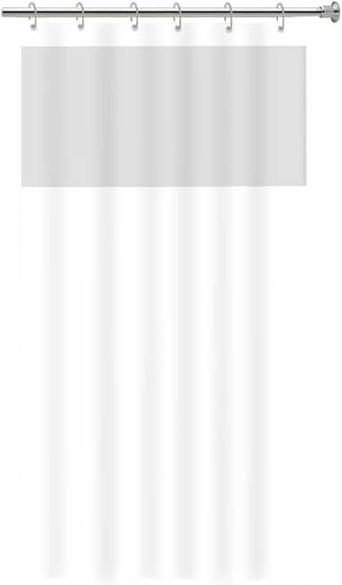 Cortina para Box de Banheiro em PVC com Visor 1,38m x 1,98m Impermeável Antimofo Branca
