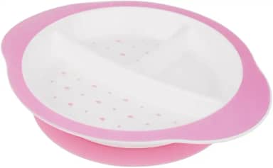 Pimpolho prato com divisória e ventosa rosa/branco