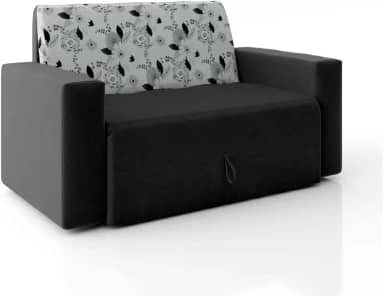 Sofá-cama 2 Lugares Pratik 5000 Mamflex Preto/cinza Floral Suede