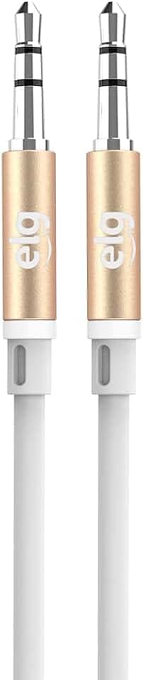 ELG, ECAUX1, Cabo Estéreo Auxiliar de Áudio, Conector P2 X P2, Entrada de 3.5mm, Alta Definição Sonora e Conexão Estável, Cabo Emborrachado Flexível, Branco