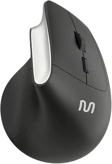 Mouse sem Fio Multi Ergônomico Vertical 2.4GHz com 6 Botões, Clique Silencioso e DPI Ajustável 800-1600 – Preto MO384