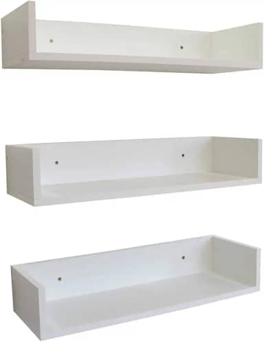 3 Prateleiras 50cm x 20cm x 11,5cm para livros e decoração - MDF Branco