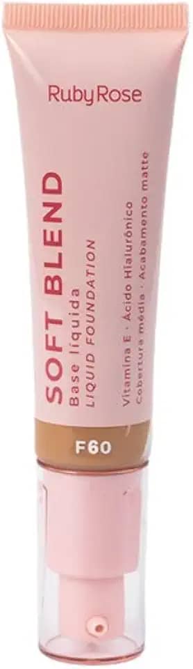 Base Líquida Soft Blend Ruby Rose Matte Média Cobertura Efeito Aveludado (F60, 30g)
