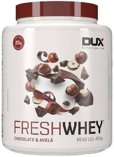Suplemento em Pó Fresh Whey 3w Conc. Isolado Hidrolisado Chocolate belga e Avela 450g - Dux Nutrition