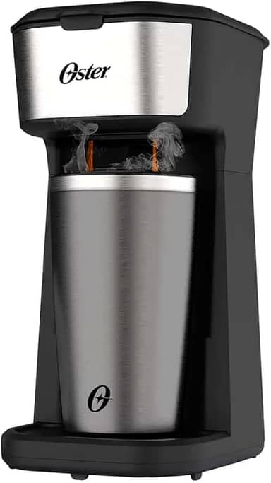 Oster Cafeteira 2Day Inox 2 em 1 com Copo Térmico, 220V, Preto/Inox, 600W, OCAF200