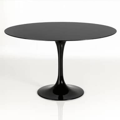 Mesa de Jantar Saarinen Redonda 80 cm Tampo e Base laca Preta