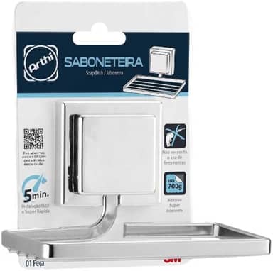 Saboneteira 3M | Design Sofisticado | Prática Instalação | Resistente à Ferrugem | Fita Colante 3M | Organizador de Banheiro | Utilidades Domésticas | Casa e Cozinha | Higienização Simples