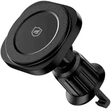 Gshield Suporte Veicular e Carregador Turbo Sem Fio 15W Compatível com MagSafe, Carregamento Rápido por Indução Wireless Magnético com Clipe de Ar Condicionado para Carro, Tank Car, Preto