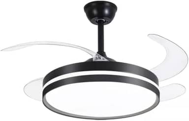 Ventilador Retrátil Led 3 Cores De Luz Silencioso Moderno Preto