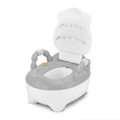 Troninho Infantil Prime Baby com Música Fazenda Penico Educativo com Depósito Removível Antiderrapante e Alças Giratórias para Desfralde (Branco)