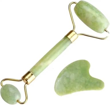 Rolos Rolinho Massageador Pedra Jade Rosto Facial Anti Rugas Cor:Verde