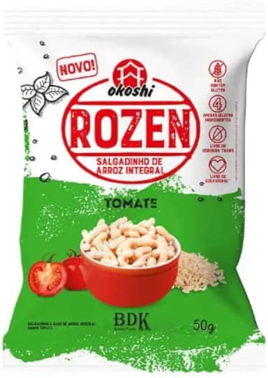 Kit 3X: Salgadinho de Arroz Integral Rozen Tomate Okoshi 50g
