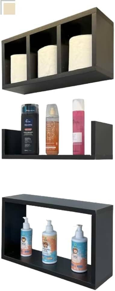 Nicho Mdf Para Banheiro Quarto Montado Só Instalar 3 Peças (Preto)