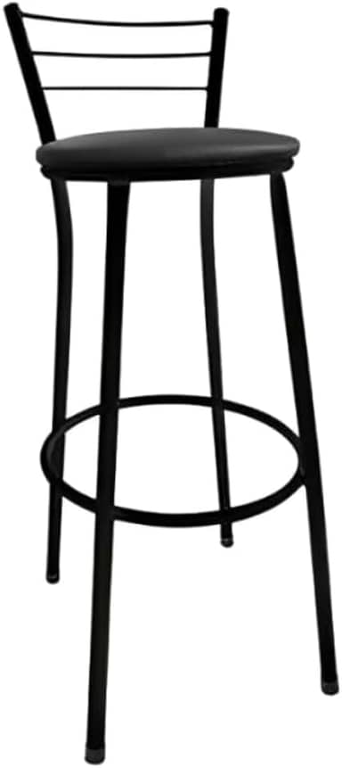 Banqueta de Bar Alta com Encosto - Para Cozinha Americana e Área de Lazer (Preto)