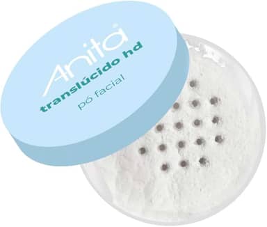 Pó Facial Translúcido HD Vegano Anita - Efeito Matte, Controla Oleosidade e Fixa Maquiagem - Pó para Maquiagem Profissional