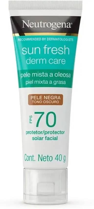 Protetor Solar Facial Para Pele Oleosa Neutrogena Sun Fresh Derm Care Pele Negra FPS 70, 40g