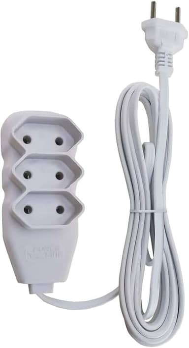 Force Line - Extensão Slim 3 Tomadas Bipolar Bivolt 3 Metros, Branco