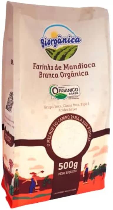 Farinha de Mandioca Branca Orgânica Biorgânica 500g